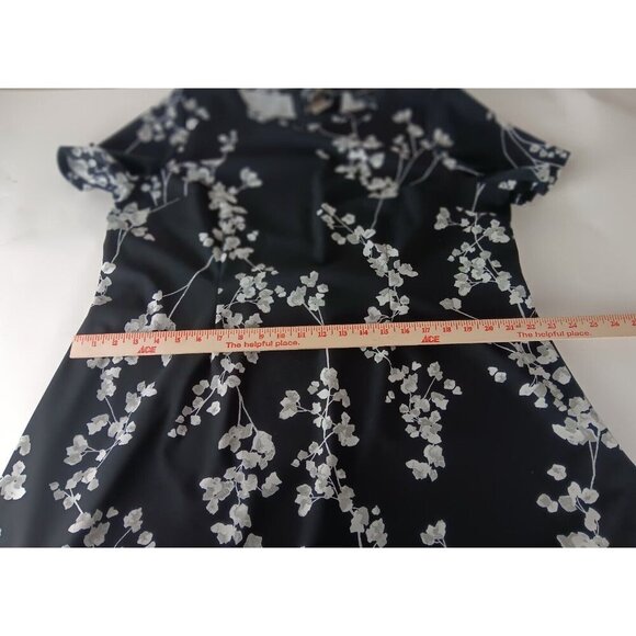 Lane Bryant Womens A-Line Dress Black Floral Stretch Short Sleeve Casual 18/20 - Picture 7 of 10